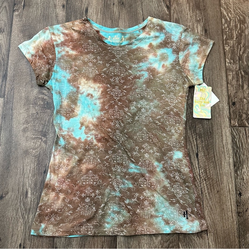 MV Sport The Burn Out Tee Blue Brown Dye Lightweight T-shirt Size L